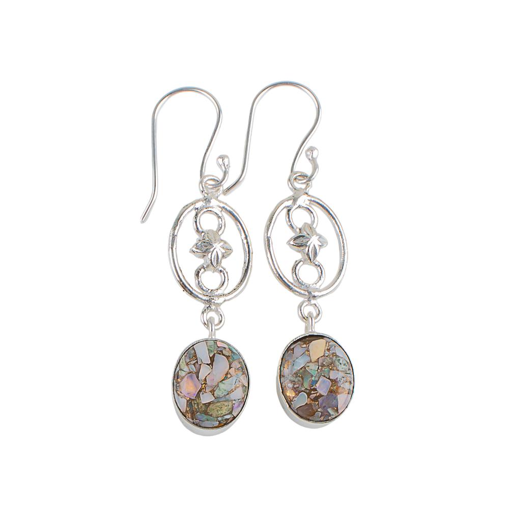 Ethiopian Opal Copper Gemstone 925 Sterling Silver Jewelry Handmade Earrings EE-17-40