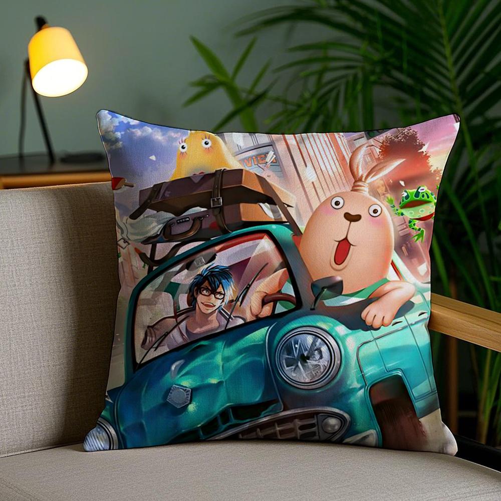 Anime U-Usavich Cushion Cover Soft Short Plush Double-Sided Printing Home Decor Machine Washable Pillow Case Gift
