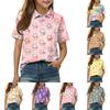 Kids Casual Short Sleeve Polo Shirt Animal Pattern Printed Lightweight Breathable Top for Everyday Wear