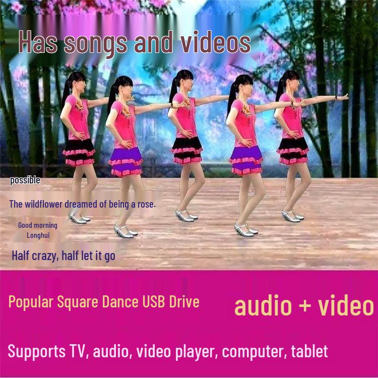 2025 Square Dance USB Flash Drive: Large capacity with popular songs, singing, and modern dance videos for middle-aged and elderly users.