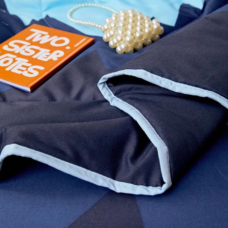 Soft Summer Quilt Skin Friendly Blue Air Conditioning Comforter Star Moon Printed Home Double Bed Sofa Blanket for Adult Kids