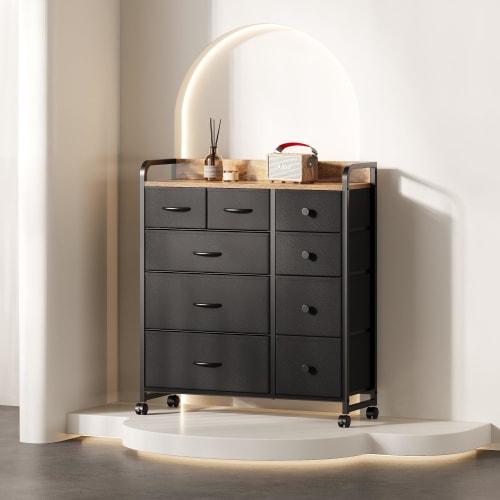 YeTom Dresser, Storage Chest, Stylish Clothing Storage, with Casters, Large Capacity, Dressing Room, Living Room, Drawers, Shelf, Clothing Chest, with