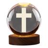 3D Hands Prayer Faux Crystal Ball with Wooden Base Clear Engraved Prayer Hand Ball Night Light Religious Christian Gifts for Women Men