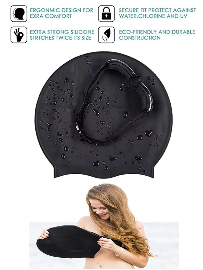 1pcs Long Hair Oversized Swimming Cap, Waterproof Silicone Swimming Cap Suitable for Women, Men, Braids, Braids, Afros