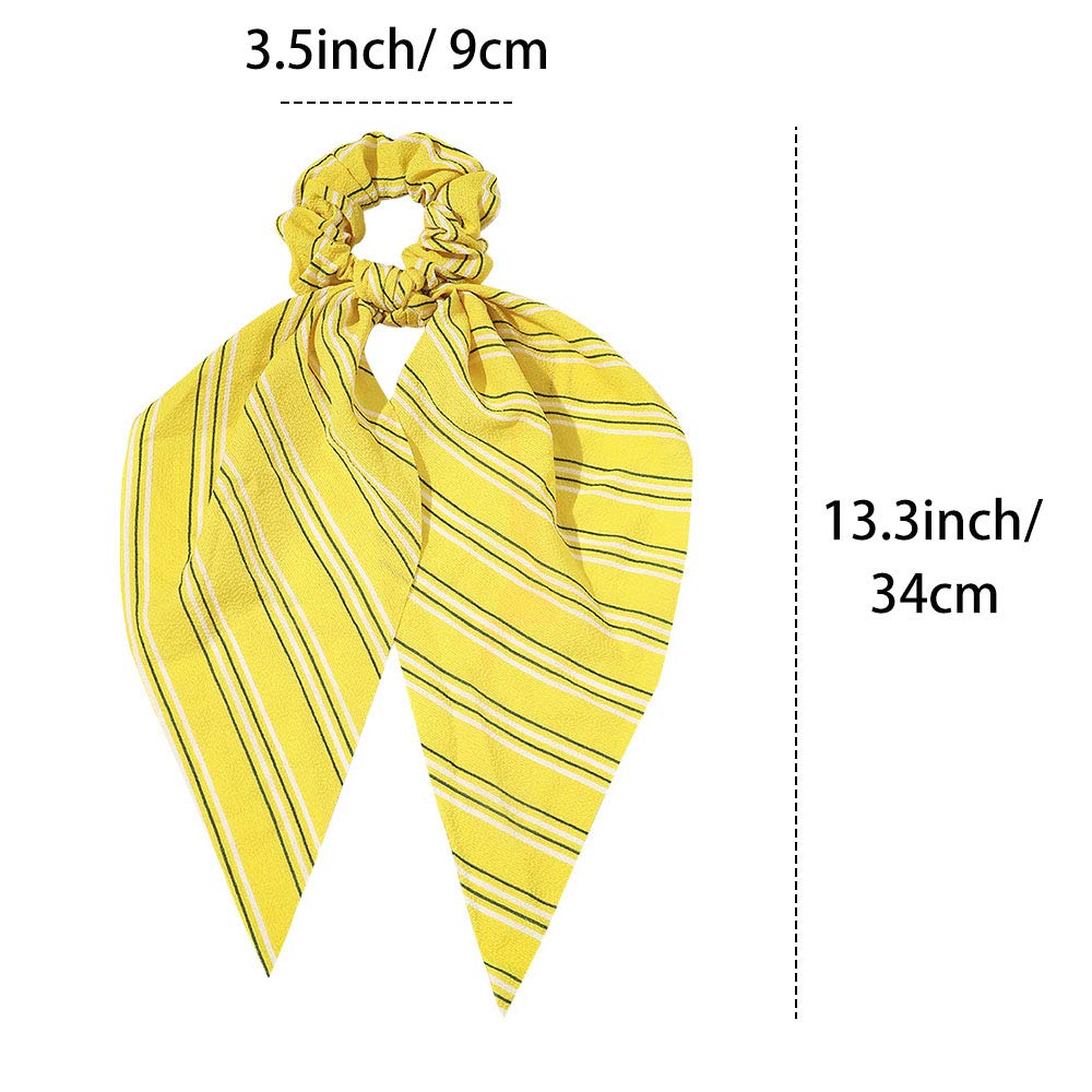 12 Pieces Hair Ties Elastic Hair Scarves Silk Satin Hairbands Chiffon Dot Stripe Floral Hair Ties Ponytail Holders Scrunchies Vintage Accessories for