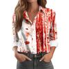 Dames Lange Mouw Knopen Halloween Print Casual Shirt Top