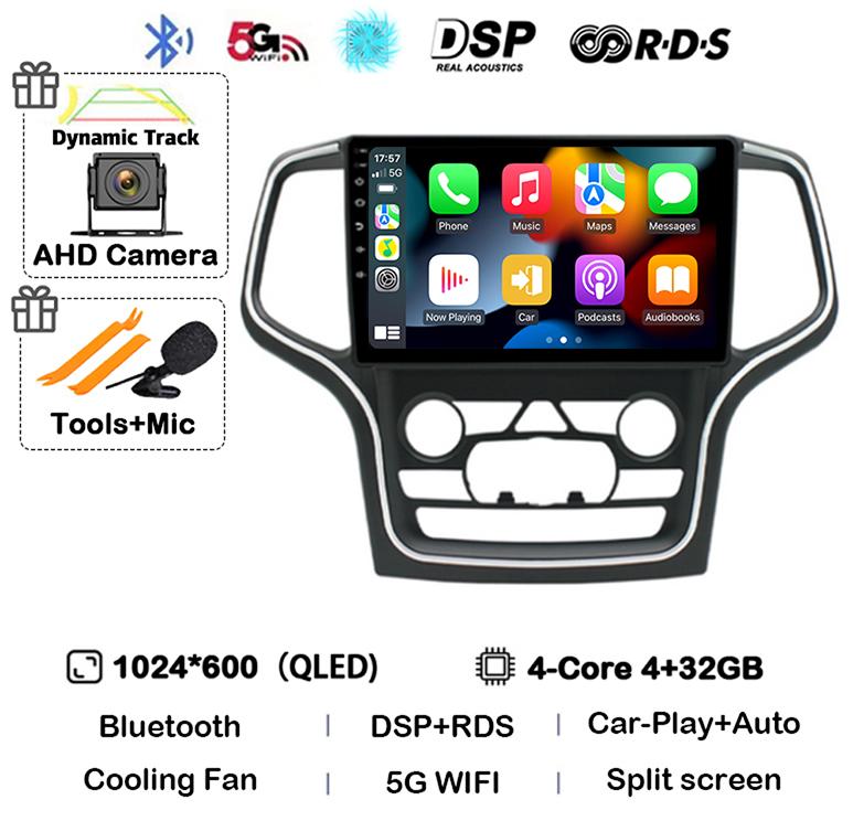 Android 14 Wireless Carplay Auto 4G+WIFI For Jeep Grand Cherokee WK2 2014-2017 Navigation GPS Car Radio Multimedia Video Player