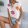 Spring and Summer Floral Casual Loose Batwing Sleeve Knit Top for Vacation Wear Women's Dress