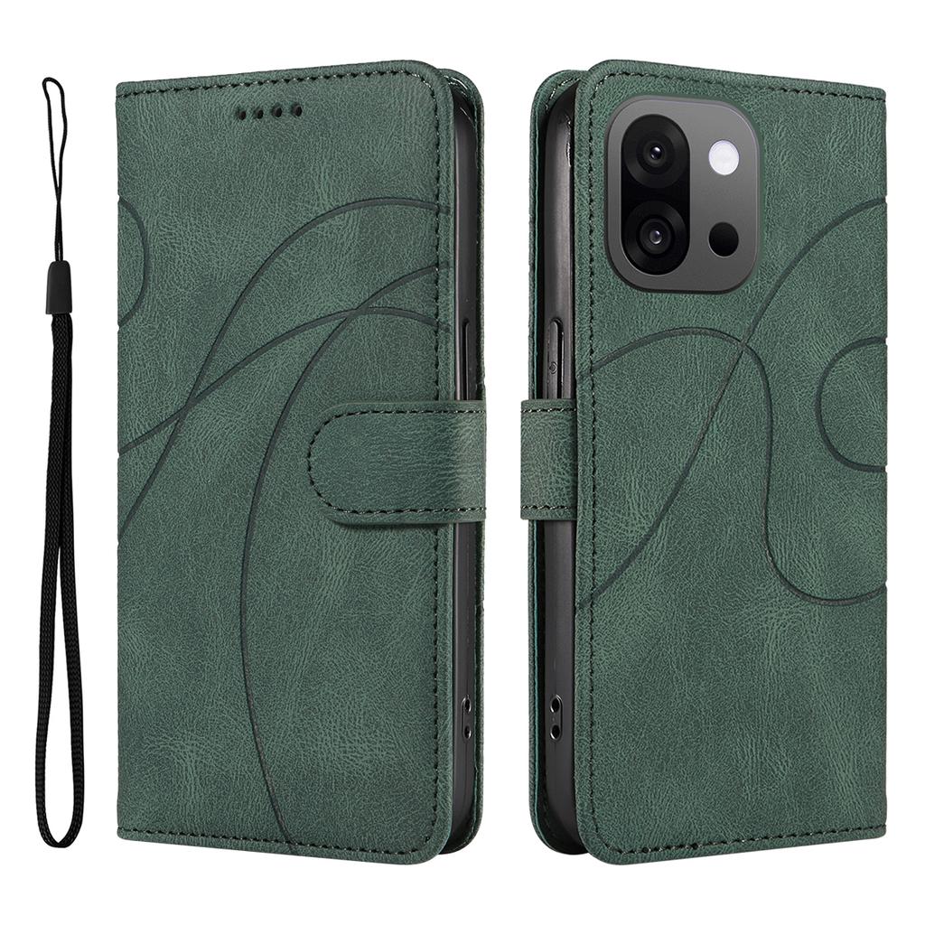 For OnePlus 13T 5G Wallet Case Leather Phone Cover Stand with Curved Line Design