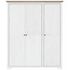 Bodo Wardrobe, White-Brown, 146X53.5X173 Cm, Solid Pine Wood