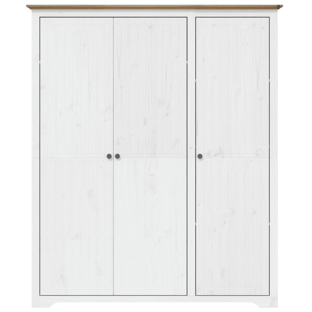 Bodo Wardrobe, White-Brown, 146X53.5X173 Cm, Solid Pine Wood