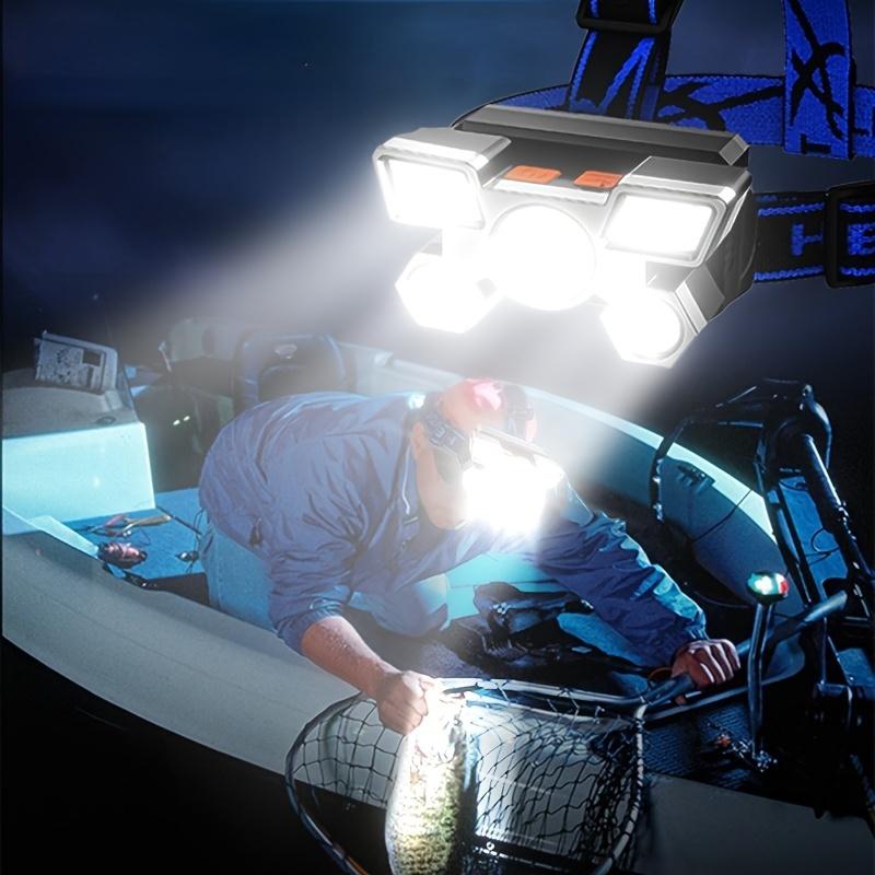 5 LED Flashlight Rechargeable with Built In Lithium Battery Strong Head Light Camping Adventure Fishing Cycling Headlamp