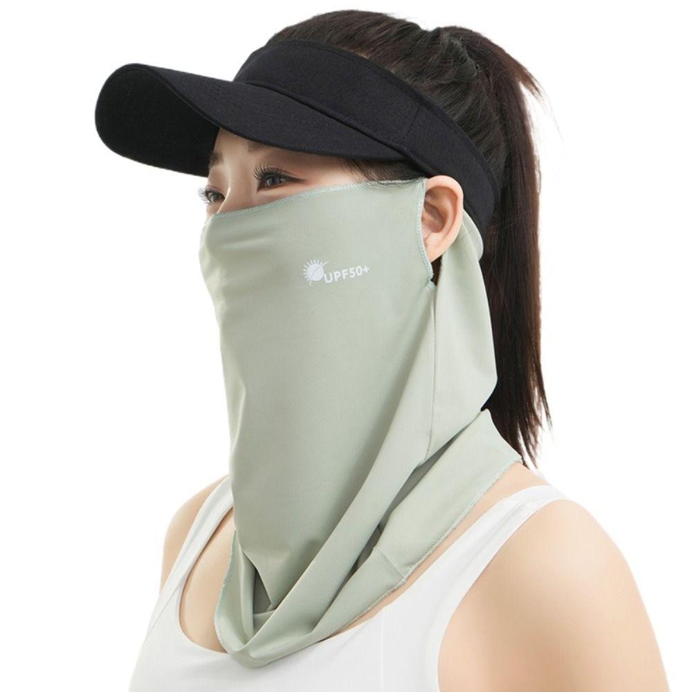 Letter Sunscreen Face Veil Breathable Neckline Face Cover Thin Summer Ice Silk Face Mask  Driving