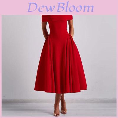 Elegant Off Shoulder A Line Dress With High Waist For Casual And Daily Wear