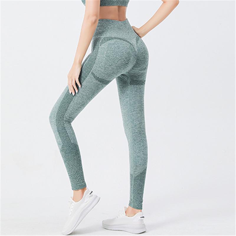 Seamless Chrysanthemum Smiley High-Waisted Yoga Pants - Women's Slimming Base Layer Nine-Point Autumn Fitness Apparel