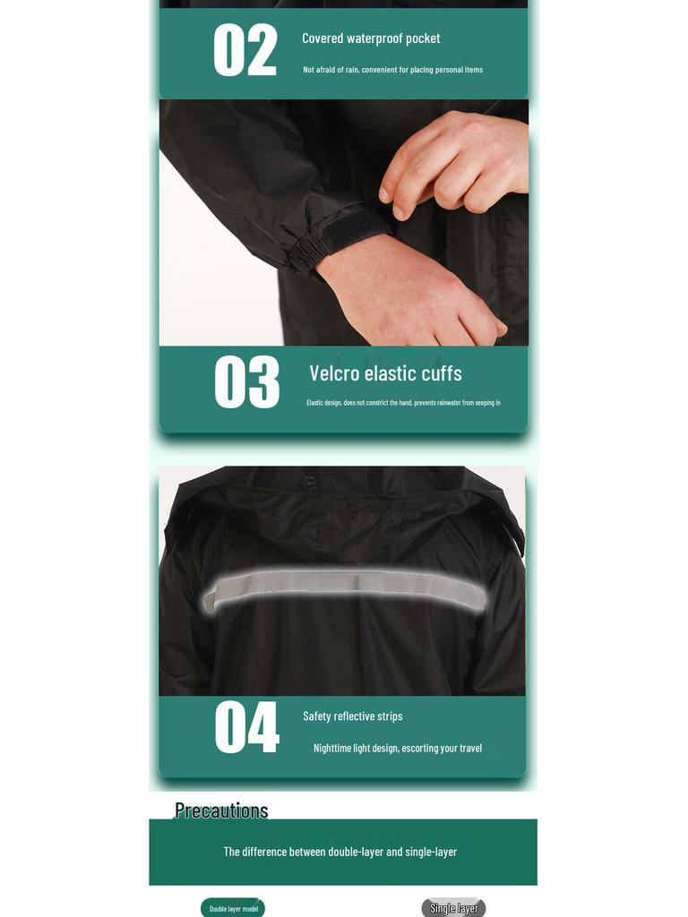 Men's Reflective Raincoat & Pants Set: Outdoor Anti-Heavy Rain Cycling/Motorcycle Protection, Split Style.