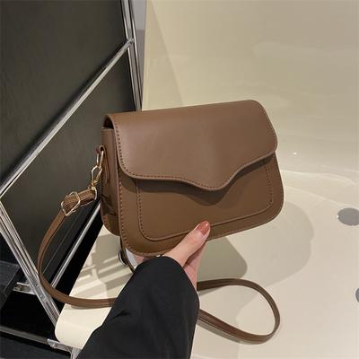 Solid Color Texture Simple Shoulder Messenger Bag Women'S Spring Versatile Foreign Style Small Square Bag