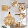 Bamboo Lantern Wall Lamp Natural Rattan Wicker E27 Chandeliers Hand-Woven Bamboo Room Decor Lampshades Wall Light Fixtures