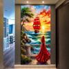 Diamond Painting New Arrivals Sunset Sailboat Woman Diy Full Drill Rhinestone Embroidery Large Size Mosaic Cross Stitch Kits
