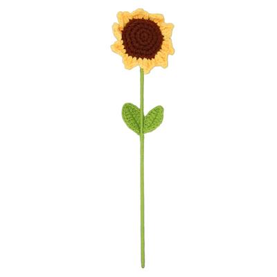 Crochet Sunflower Handcrafted Exquisite Prevent Fading Knitted Sunflower Artificial Flowers for