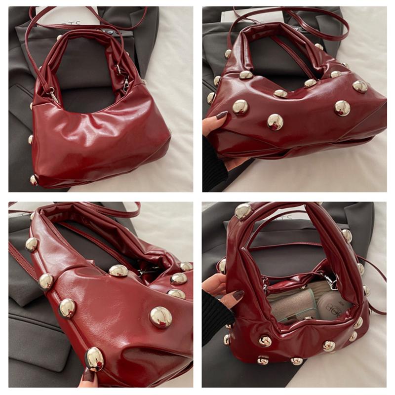 Personalized Pu Rivet Shoulder Bags Solid Color Crossbody Bag High-End Women Handbag Luxury Brand Satchel Small Tote Bag