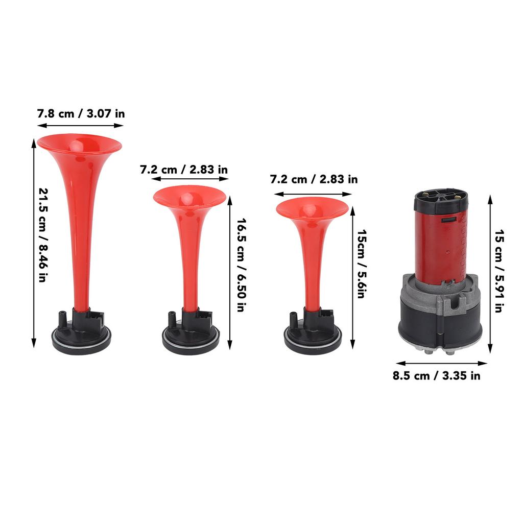 Music Air Horn 3 Trumpet 12V 125db Musical Sound Air Horn with Air Compressor and Hose for Truck Train Boat Car