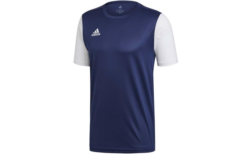 adidas T Shirts Men's Blue With White Lettering Crew Neck Moderate