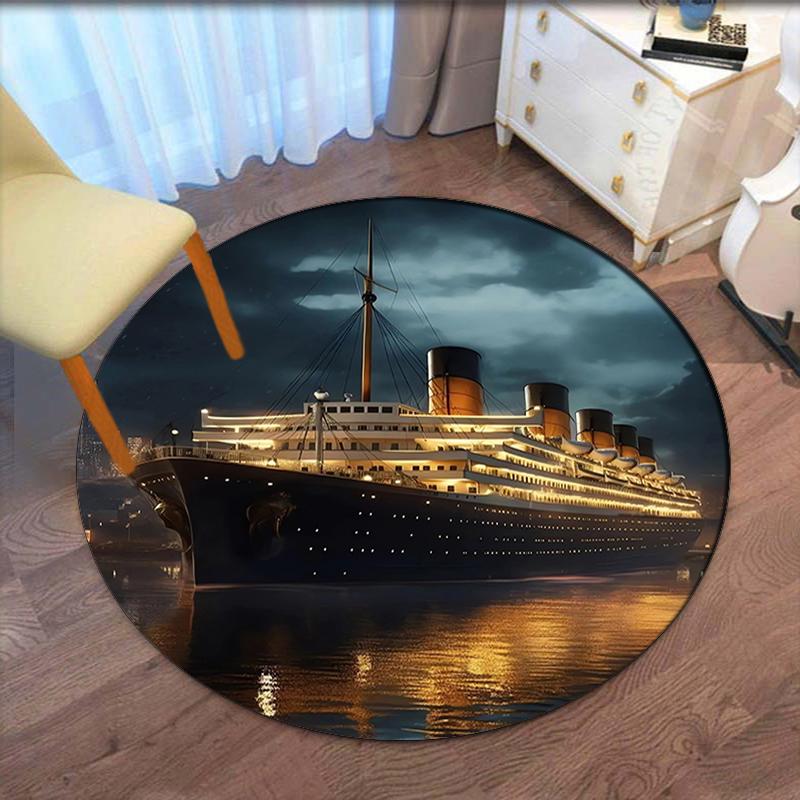 Titanic Printed Round Rug Carpet Chair Rug Area Rug Entryway Doormats,for Office Chair Living Room Bedroom Kitchen Room.
