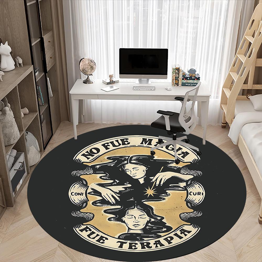 1pc Therapy Healing Relax Office Round Area Rug,  Mat Suitable For Office, Under Office Chairs Bedroom Living Room Home Decor, Room Deco