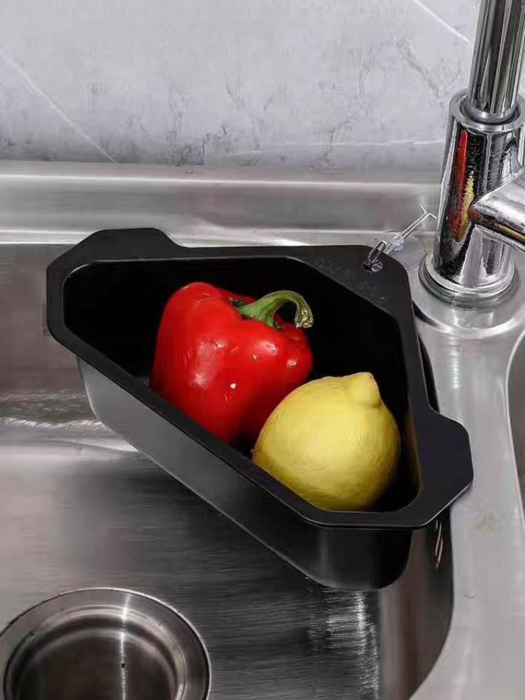 Stainless Steel Drain Basket Kitchen Sink Rack Wash Basin Sink Filter Triangular/square Fruit Vegetable Drainer Storage Rack