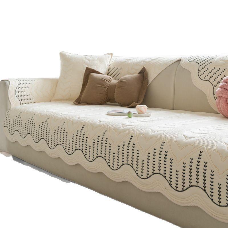 Cream Wind Four-Season Sofa Cushion Fabric Four-Season Universal  New Pure Cotton Seat Cushion Sub-Cover Cloth Towel Non-Slip Cover