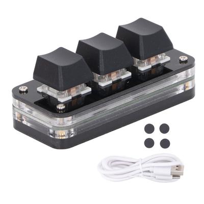 Miniteclado de 3 teclas Teclado Industrial USB Personalizado Interruptor Azul Programable Teclado para Juegos con Luz RGB
