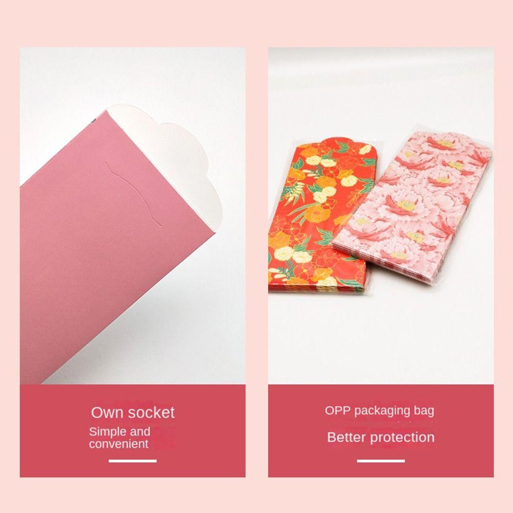 Happy New Year Spring Festival Red Envelopes Best Wishes Flower Blessing Bag Traditional Lucky Hong Bao Party Gifts