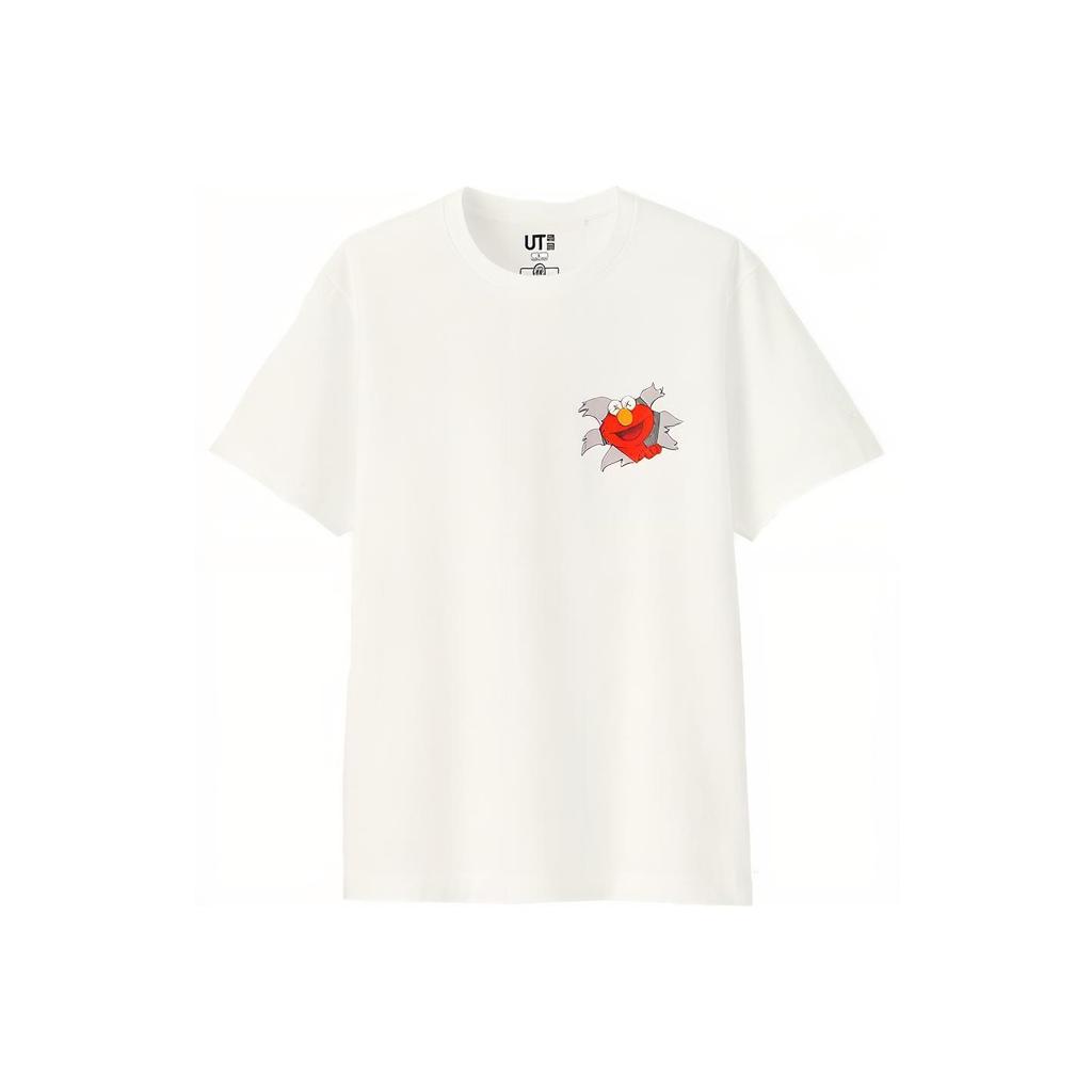 Uniqlo X Kaws X Sesame Street Collaboration Short Sleeve T-Shirt Unisex T-Shirt White UQ412760000