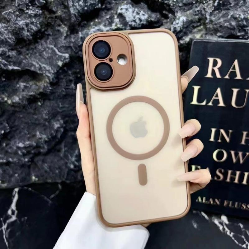 Magnetic Frosted Semi Transparent Hard Phone Case With Lens Protection For Apple Iphone