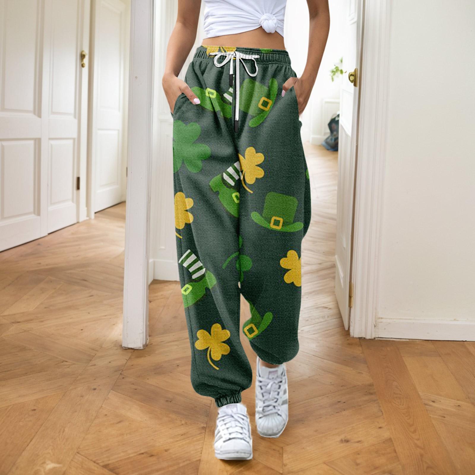

Женская мода ул.. День Святого Патрика свободные повседневные спортивные штаны с завязками и принтом XL