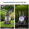 Resin Dragon Figurine with Solar Crackle Globe Light Dragon Garden Sculpture Cute Dragon Statue for Garden Patio Yard Lawn Porch
