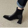 Fashion 2024 Spring Autumn Square Headed Solid Color Fashion Side Zipper Waterproof Platform Simple External Wear Women's Fashion Boots