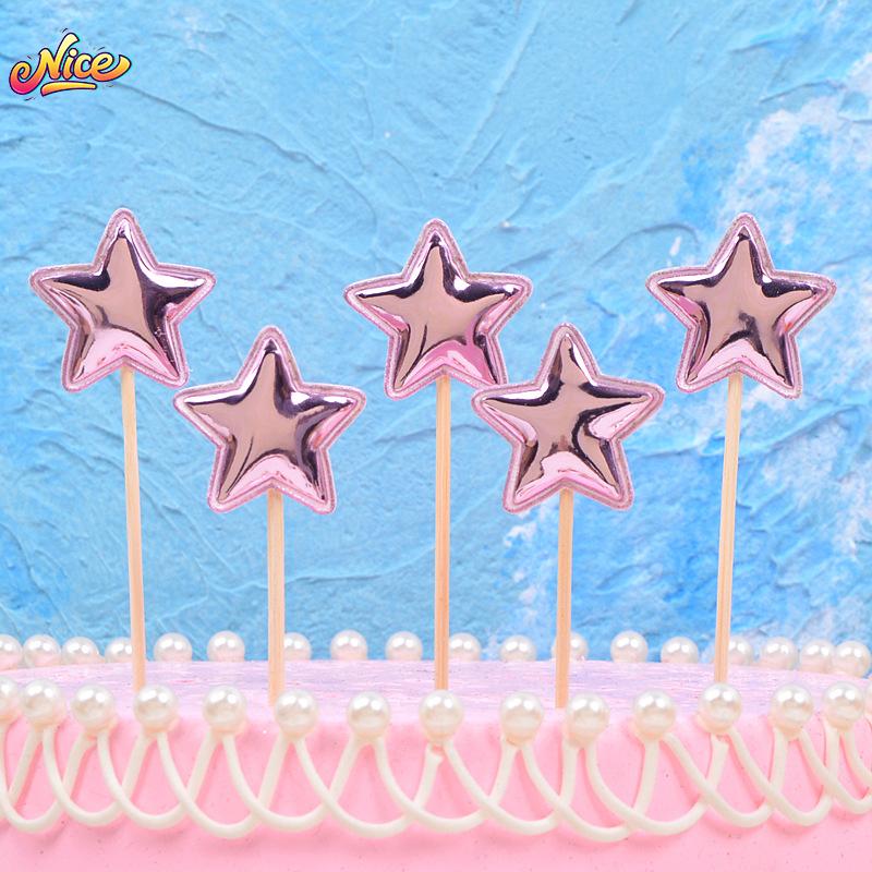 5Pcs/Lot Cake Topper Creative For Baby Shower Birthday Party Wedding Celebration Cake Decoration Star Heart Cupcake Insert