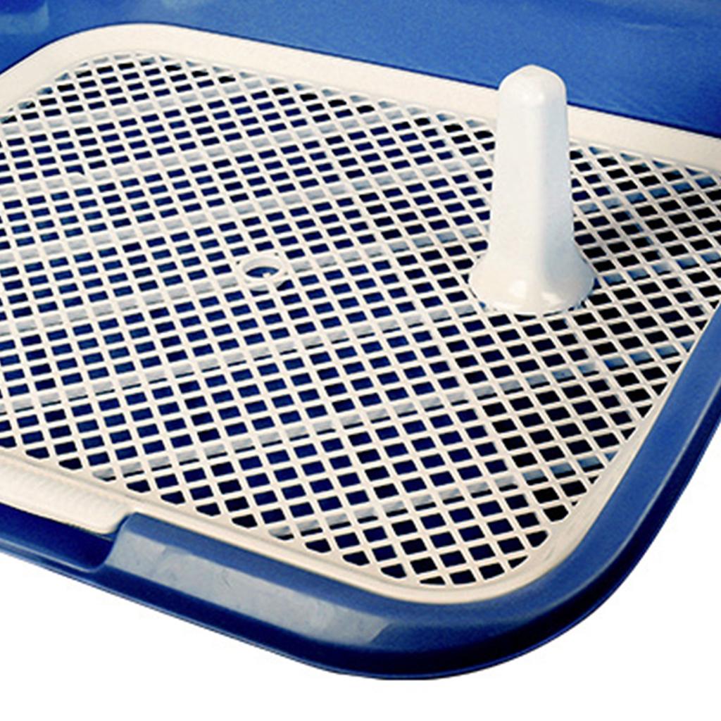 Dog Potty Tray with Raised Fences Removable Mesh Grid Pad and Post Prevent Splashing Large Space Dog Training Toilet