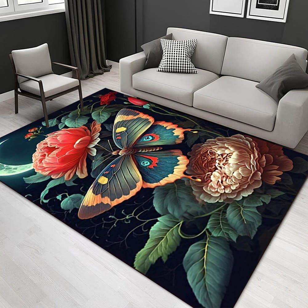 

1pc 1518331535Pattern Carpet, Area Rug For Living Room Bedroom Room Bed Chair Laundry Entryway Corridor Yard Non-slip Outdoor Camping Rug Fl 60cm by 90cm