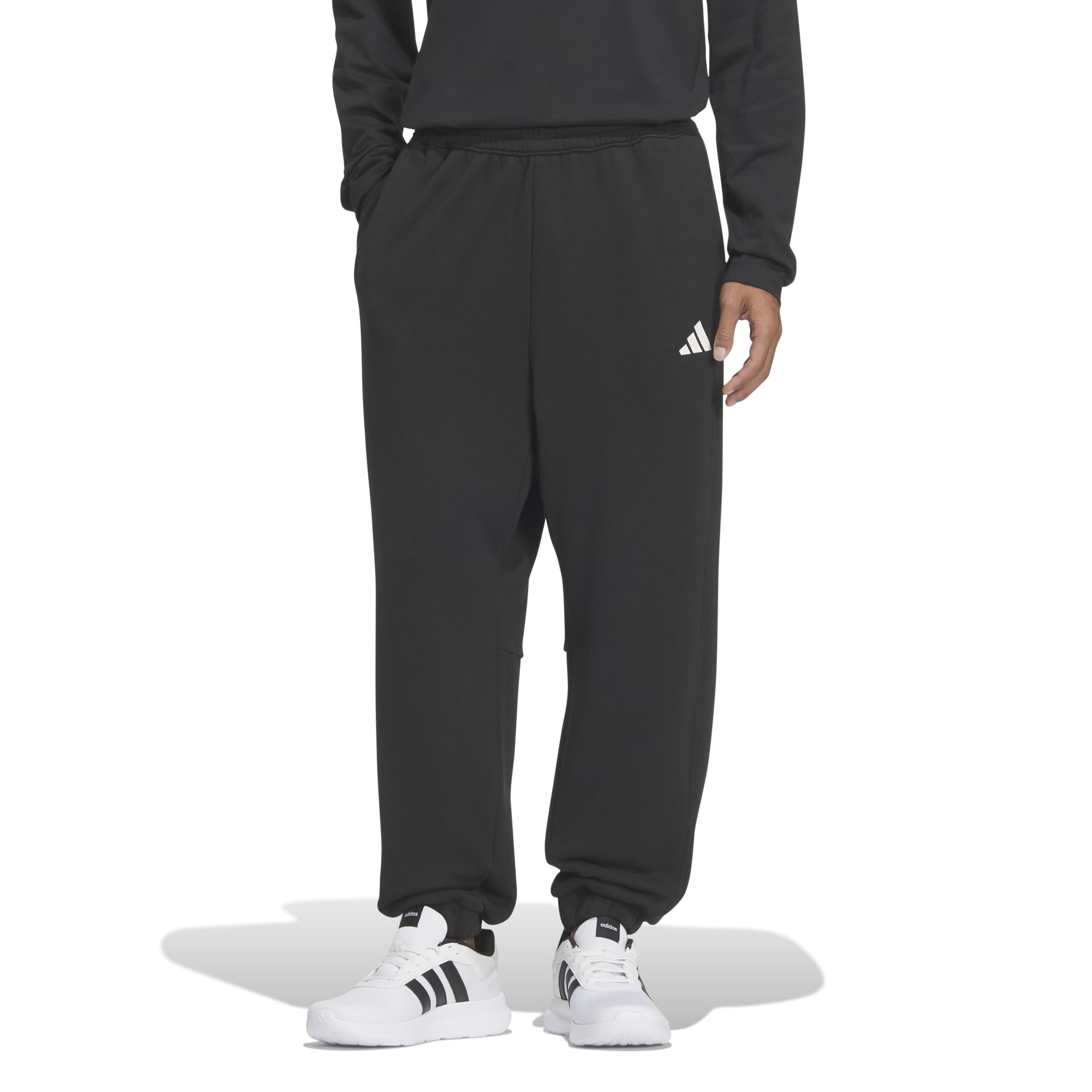 

Adidas Warding Pack Loose Fit French Terry Elastic Hem Black Size KQD38 Sweatpants, Full-Length Pants, Men s, (JM2110), J/S,