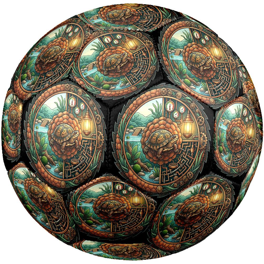 Steampunk Turtle Oasis Round Football Size 5 Adult Ball Suitable for Training Matches and Outdoor Team.