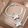 Elegant Vintage Flower Pendant Jewelry Set for Women Stainless Steel Necklace and Bracelet Perfect for Formal Occasions