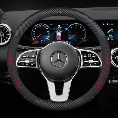 Για Mercedes-Benz A C E S V Class GLA GLC GLK Vito Sprinter SL SLK Viano CLA Αυτοκίνητο Κάλυμμα Δερμάτινο Τιμονιού με Σουέτ και Ανθρακονήματα