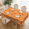 1 Piece Of Halloween Spider Web Round Table Cloth - Bright Orange With Black Spiders And Webs For Halloween Decorations