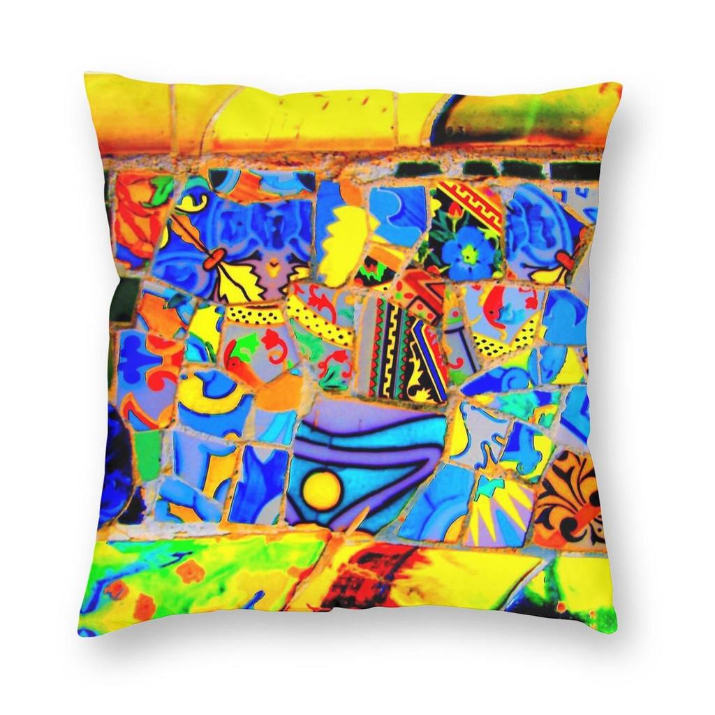 Park Guell Gaudi Barcelona Spain Square Pillowcase Polyester Linen Velvet Printed Zip Throw Pillow Case Car Cushion Cover X