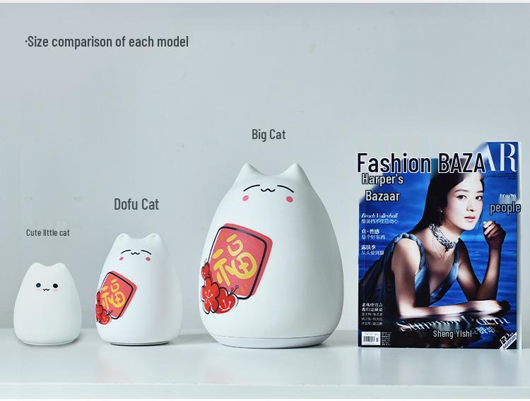 Rechargeable Cat-Shaped Silicone Night Light with Remote for Breastfeeding - Colorful, Tap-Control Atmosphere Lamp