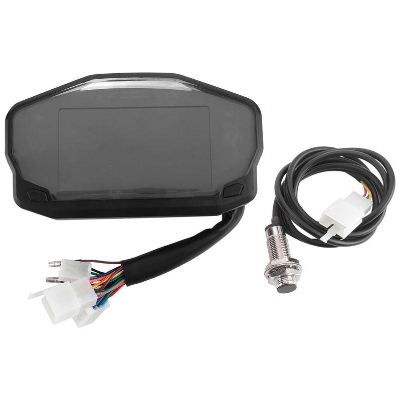 Motorcycle LED Speedometer LED Speedometer LCD Digital Odometer Fuel Gauge For 1/2/4 Cylinder-A02G