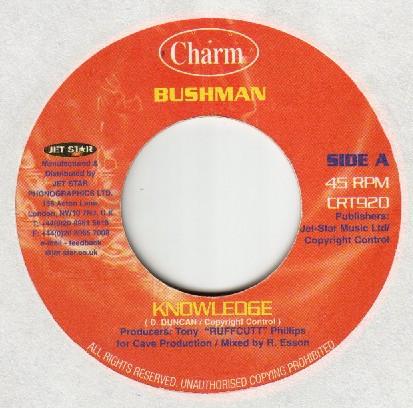 

7inch Record BUSHMAN - Knowledge CRT920 Charm Jamaica Reggae, Ska & Dub Used